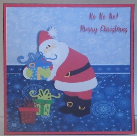 Santa Christmas Card 7x7 quick Card, 3d decoupage by Hazel Underwood