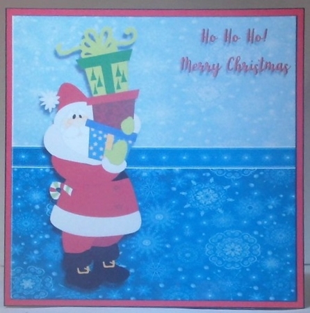 Santa Christmas Card 7x7 quick Card, 3d decoupage by Hazel Underwood