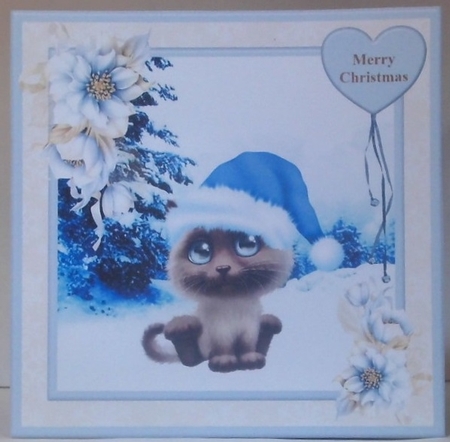 Sweet Kitten Christmas Card Mini Kit & Decoupage by Hazel Underwood