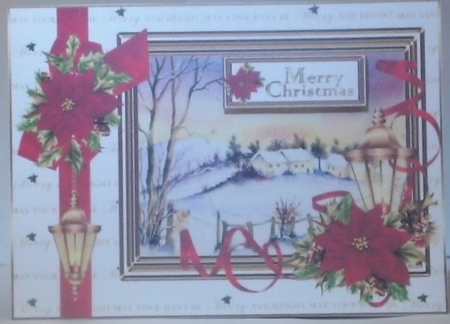 Cottages in the snow decoupage by Hazel Underwood