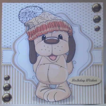 Dog  in a Bobble Hat by Hazel Underwood