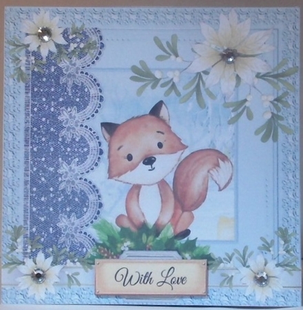 3 cute fox Christmas card fronts/toppers by Hazel Underwood