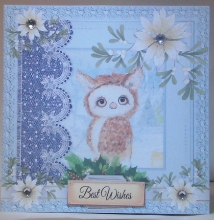 3 cute owl Christmas card fronts/toppers by Hazel Underwood