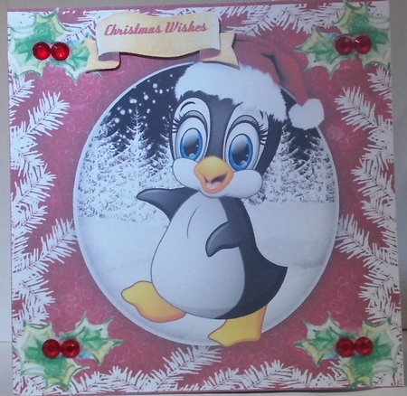 Dancing Penguin in Christmas HAT  by Hazel Underwood