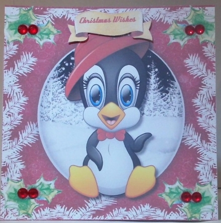 Penguin in a Red Festive Hat  by Hazel Underwood