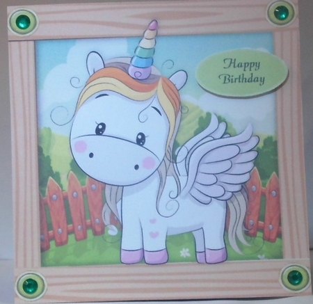 Cute Rainbow Unicorn  8x8 by Hazel Underwood