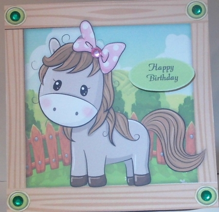 Cute Horse With Pink Bow  8x8 by Hazel Underwood