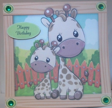 Cute Pair Of Giraffes  8x8 by Hazel Underwood