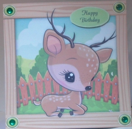 Cute Brown Deer 8x8 by Hazel Underwood