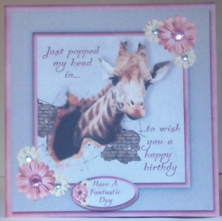 Female Birthday Giraffe Quick Card by Hazel Underwood