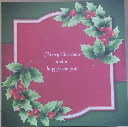 Red & Green Holly Insert 8x8 by Hazel Underwood