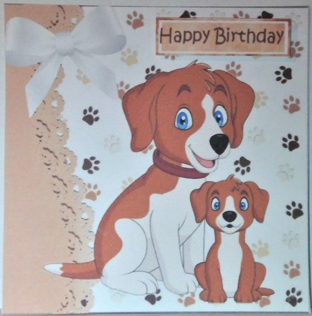 4  cute puppies & kittens card fronts with white bows 7x7 mini kit by Hazel Underwood
