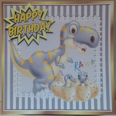  4 Cute baby dinos hatching with mum card fronts 8x8 mini kits by Hazel Underwood