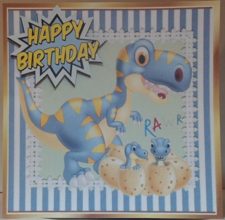  4 Cute baby dinos hatching with mum card fronts 8x8 mini kits by Hazel Underwood