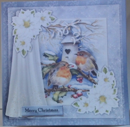 Christmas Window Robins In The Snow by Hazel Underwood