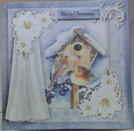Christmas Window  Snowy Birdhouse  by Hazel Underwood