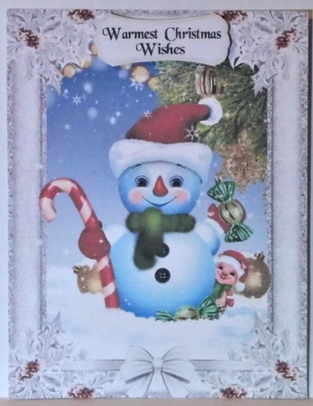 Snowman with CandyCane and Piggy Friend by Hazel Underwood