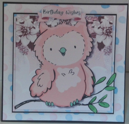 Cute Pink Owl in a Tree  by Hazel Underwood