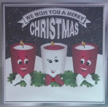 Funny face candles with bows and cerise stars 8x8 by Hazel Underwood