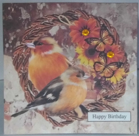 Autumn Birds and Flowers Topper with Decoupage by Hazel Underwood