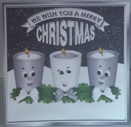 Funny face candles with bows and silver stars 8x8 by Hazel Underwood