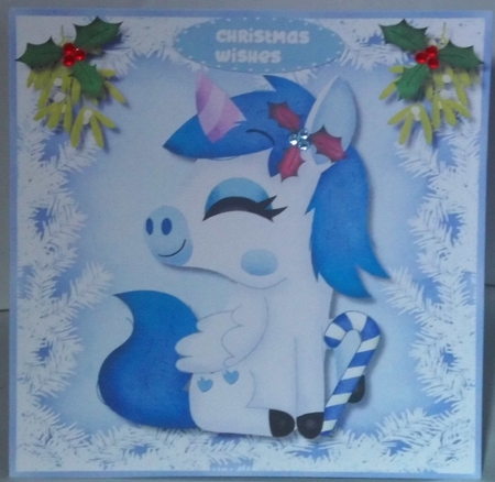 Blue Christmas Unicorn  by Hazel Underwood