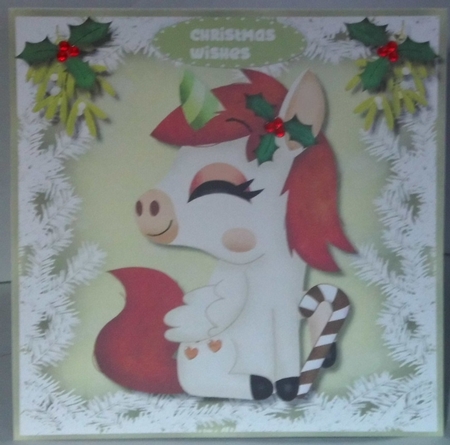 Red Christmas Unicorn  by Hazel Underwood