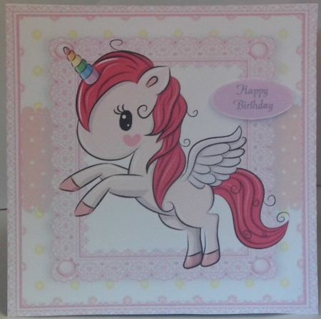 Adorable  Hot Pink Unicorn  In Pink Frame 8x8 by Hazel Underwood