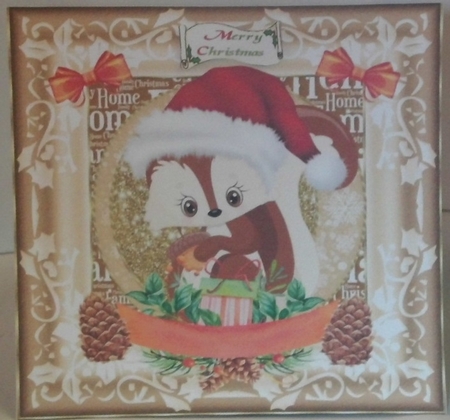 3 Framed Christmas squirrel card fronts/toppers by Hazel Underwood