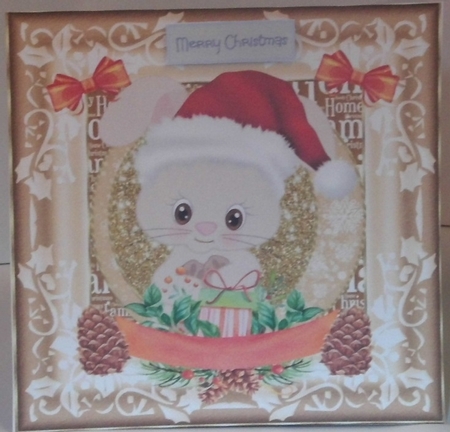 3 Framed Christmas rabbit card fronts/toppers by Hazel Underwood