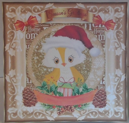 3 Framed Christmas owl card fronts/toppers by Hazel Underwood