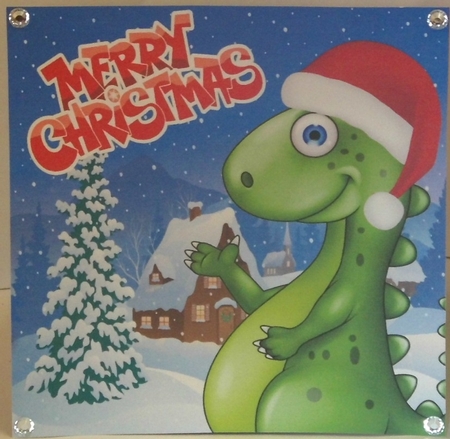 Funny Green Spiky Festive Dinosaur 8x8 by Hazel Underwood