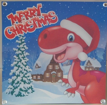 Funny Red Festive Dinosaur 8x8 by Hazel Underwood