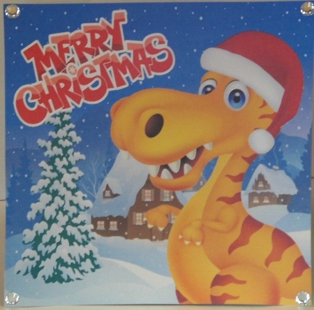 Funny Orange Festive Dinosaur 8x8 by Hazel Underwood