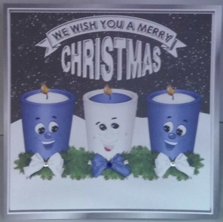  4 Funny face candles with bows and stars card fronts 8x8 mini kit (set one) by Hazel Underwood