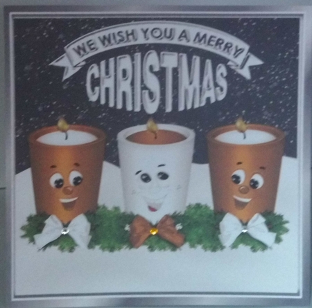 4 Funny face candles with bows and stars card fronts 8x8 mini kit (set two) by Hazel Underwood