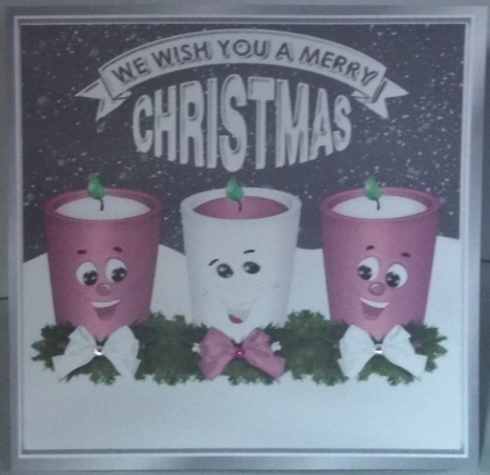 4 Funny face candles with bows and stars card fronts 8x8 mini kit (set two) by Hazel Underwood