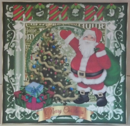 3 Green Santa Christmas card fronts/toppers by Hazel Underwood