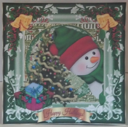 3 Green nosy snowman card fronts/toppers by Hazel Underwood