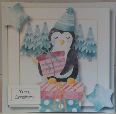 Penguins On Presents 3 8x8 by Hazel Underwood