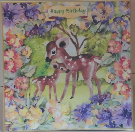 3 Multi floral deer card fronts/toppers by Hazel Underwood
