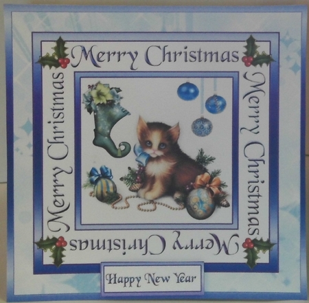 SC Christmas kitten & baubles by Hazel Underwood