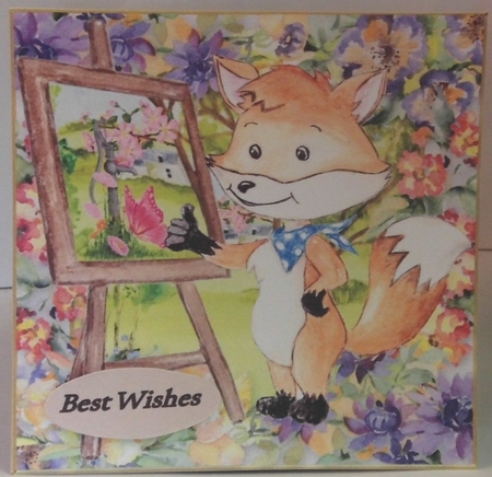 3 Artist fox painting in the woods card fronts/toppers by Hazel Underwood
