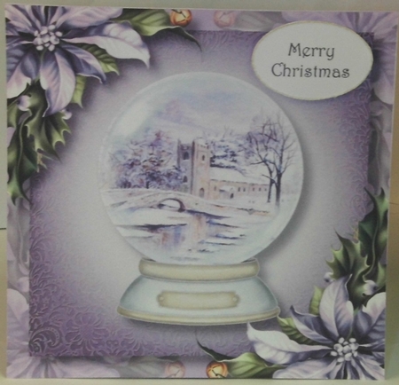 Beautiful Snowglobe & Purple Poinsettias 8x8 by Hazel Underwood