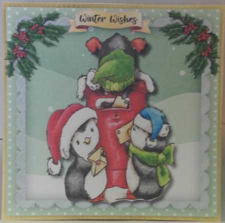 Penguins Christmas Post by Hazel Underwood