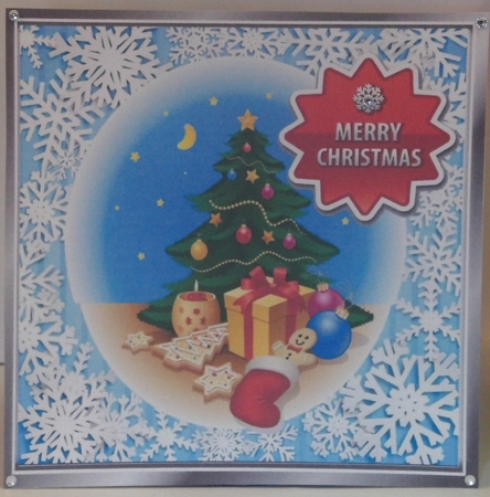 A lovely festive christmas with tree in blue snowflake 8x8 frame by Hazel Underwood