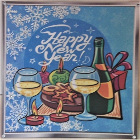 Celebrating the new year with champagne 8x8 by Hazel Underwood