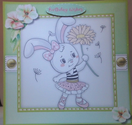 White Rabbit With Flower by Hazel Underwood