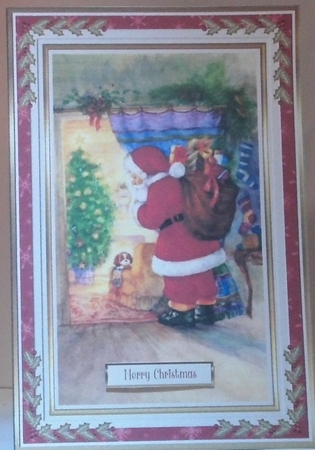Christmas Jolly Santa Decoupage Topper 1 by Hazel Underwood