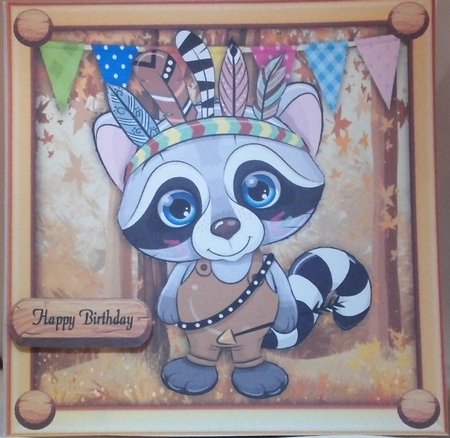 Cute Raccoon In Indian Fancy Dress 8x8 by Hazel Underwood
